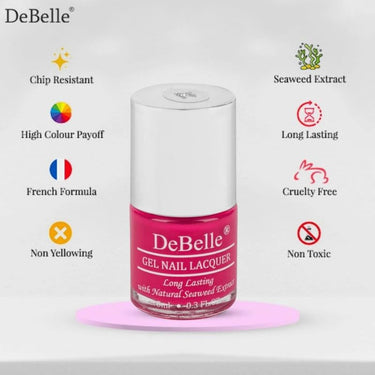 Debelle Gel Nail Polish Tulip Sheen (Dark Pink Nail Paint)|Non Uv - Gel Glossy Finish |Chip Resistant | Seaweed Enriched Formula| Long Lasting|Cruelty And Toxic Free| 8Ml